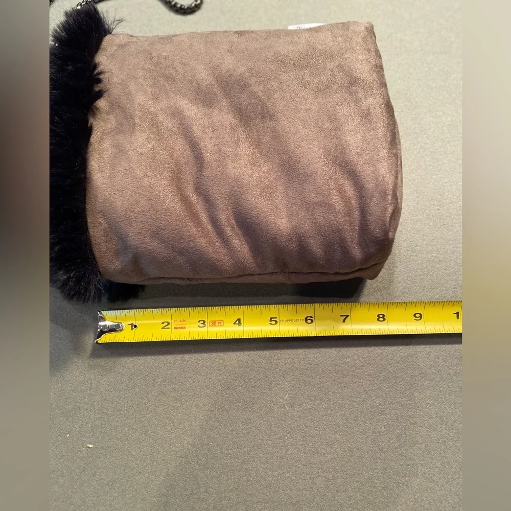 Evelyn’s Prelonge small Faux Fur‎ Cross body w/Handle navy blue Handbag Purse